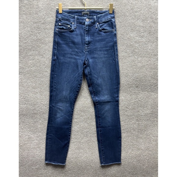 MOTHER Denim - Mother High Waisted Looker Ankle Fray Jeans Womens 24 Walking On Coals Raw Hem